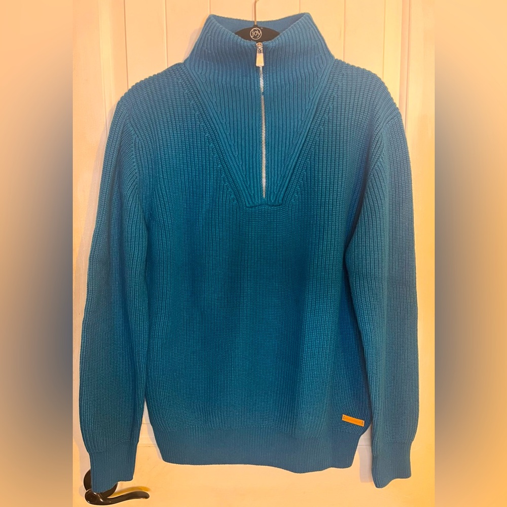 NWT Men’s Large BALDESSARINI Trevor half-zip sweater in dark teal